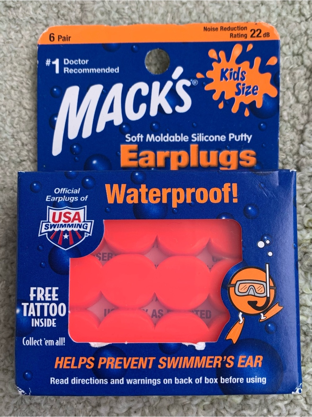 Mack's Kids Size Soft Moldable Silicone Putty Earplugs (6 Pairs)